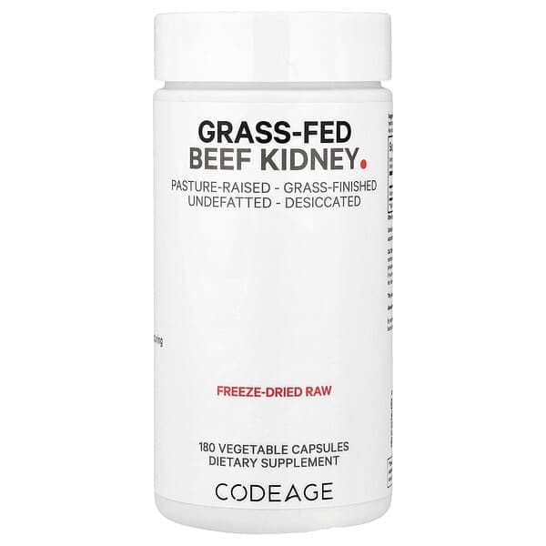 Codeage, Grass-Fed Beef Kidney, 180 Vegetable Capsules (500 mg Per capsule) photo