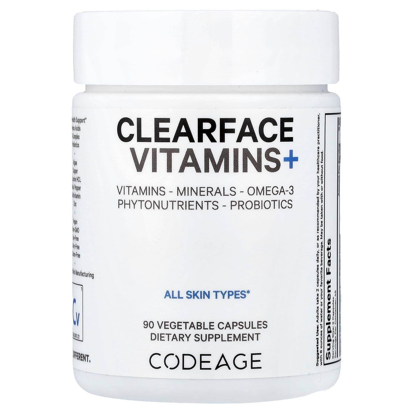 Codeage, Clearface Vitamins+, 90 Vegetable Capsules