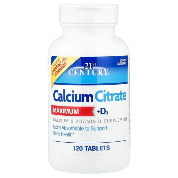 21st Century, Calcium Citrate + D3 Maximum, 120 Tablets photo