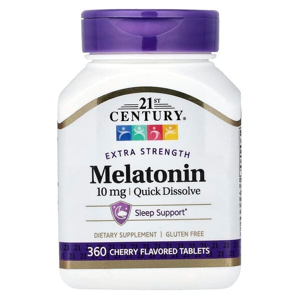 21st Century, Melatonin, Quick Dissolve, Cherry, 10 mg, 360 Tablets photo