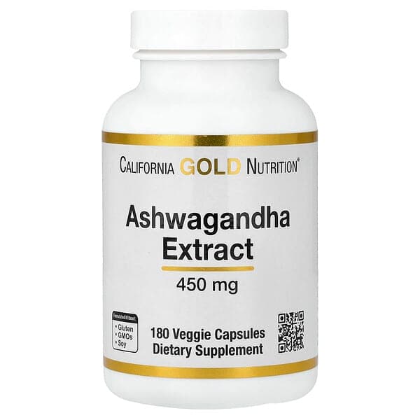 California Gold Nutrition, Ashwagandha, 450 mg, 180 Veggie Capsules photo