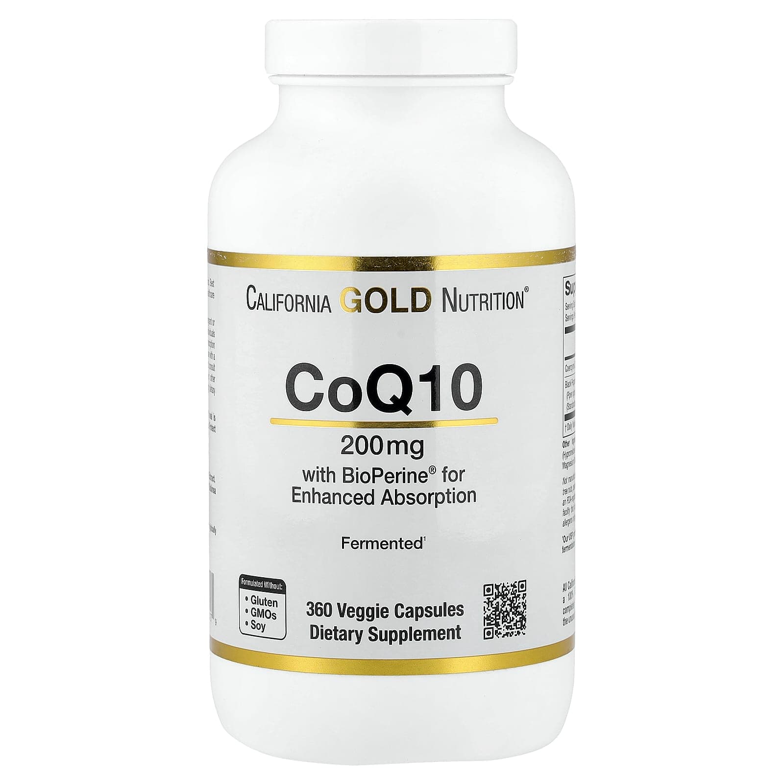 California Gold Nutrition, CoQ10 with Bioperine® Black Pepper Extract, 360 Veggie Capsules