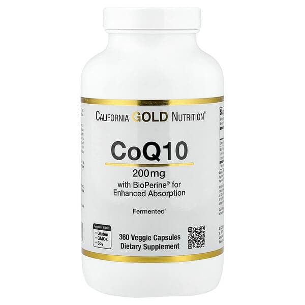 California Gold Nutrition, CoQ10 with Bioperine® Black Pepper Extract, 360 Veggie Capsules photo