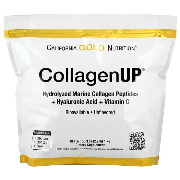 California Gold Nutrition, CollagenUP®, Hydrolyzed Marine Collagen Peptides with Hyaluronic Acid, Unflavored, 2.2 lb (1 kg) photo