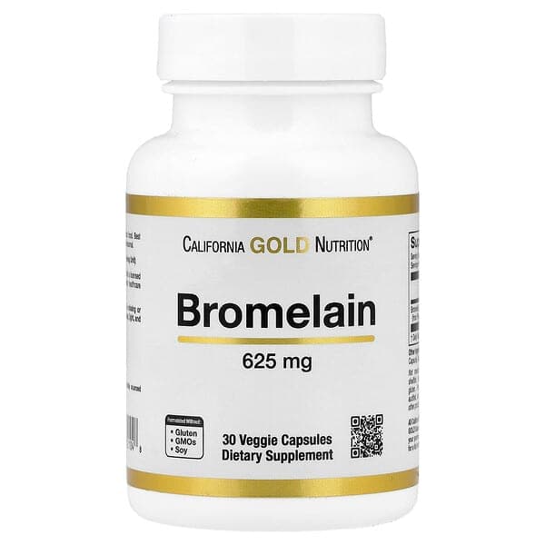 California Gold Nutrition, Bromelain, 625 mg, 30 Veggie Capsules photo
