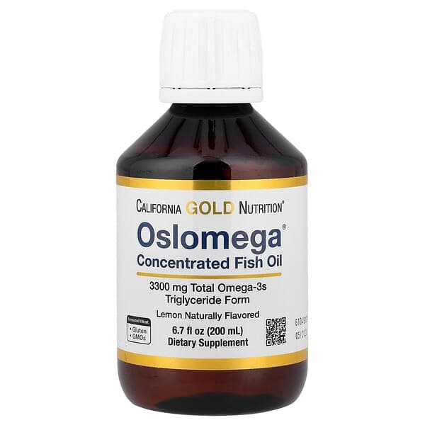 California Gold Nutrition, Norwegian Extra Strength Oslomega® Omega 3 Fish Oil, Natural Lemon, 6.7 fl oz (200 ml) photo