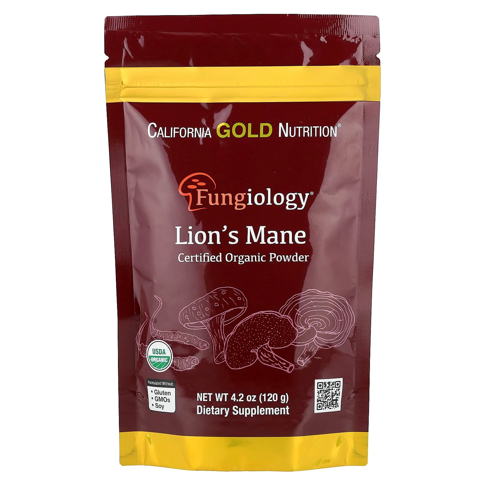 California Gold Nutrition, Fungiology®, Certified Organic Lion's Mane Powder, 4.2 oz (120 g)
