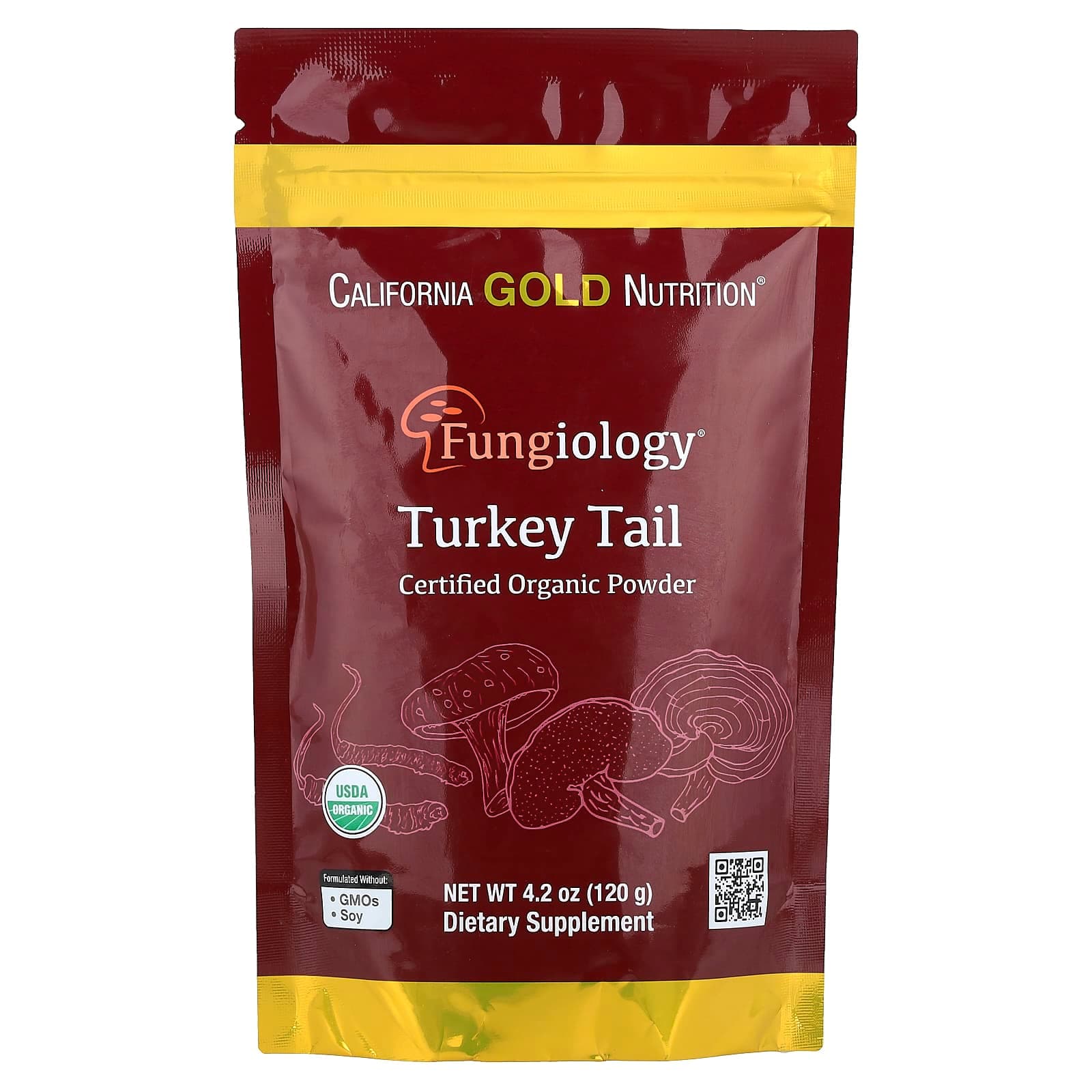 California Gold Nutrition, Fungiology®, Certified Organic Turkey Tail Powder, 4.2 oz (120 g)
