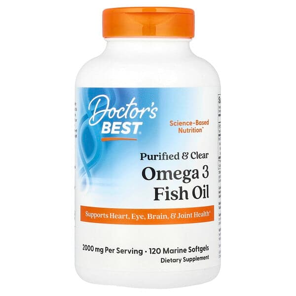 Doctor's Best, Purified & Clear Omega 3 Fish Oil, 120 Marine Softgels (1,000 mg per Softgel) photo