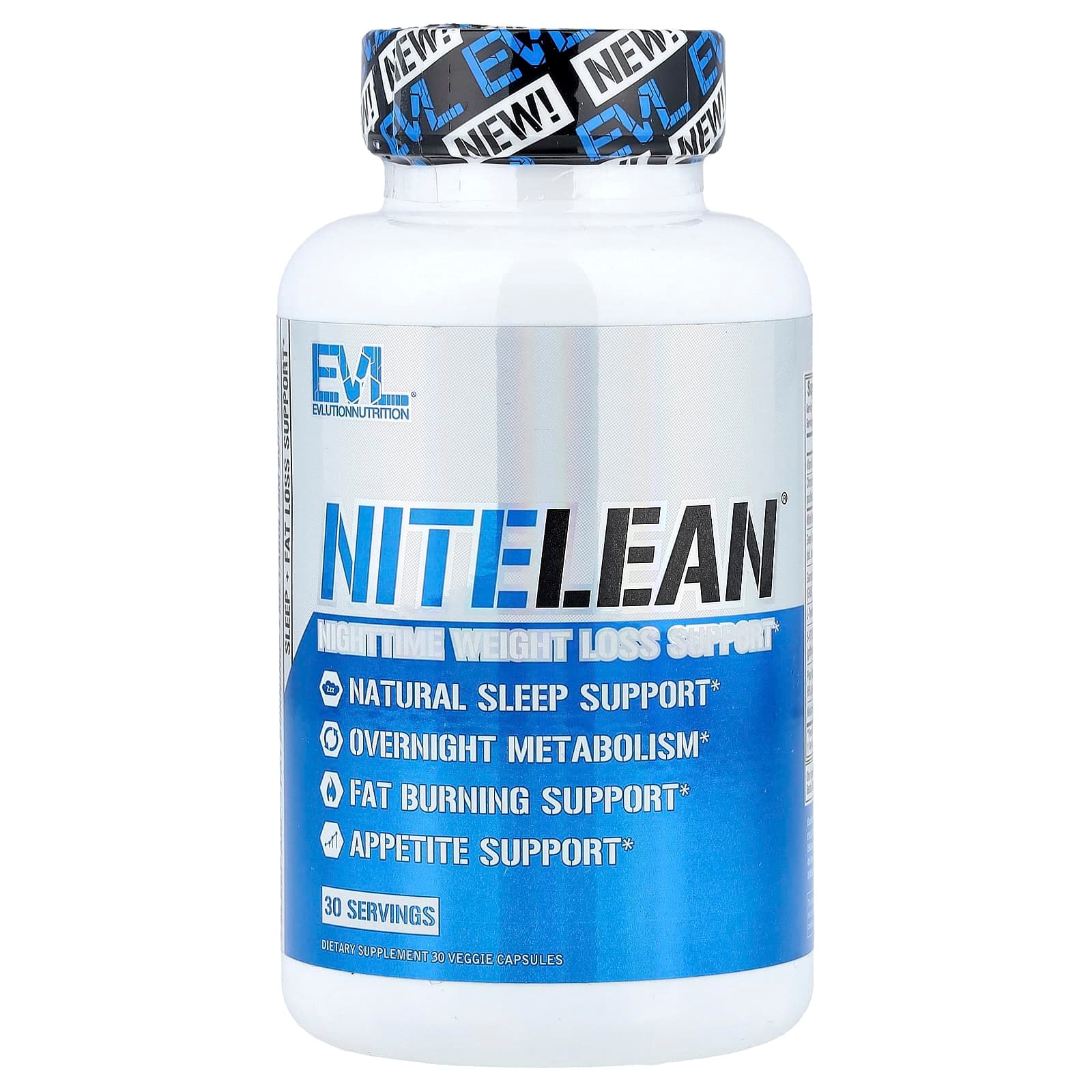 EVLution Nutrition, NiteLean®, Nighttime Weight Loss Support, 30 Veggie Capsules