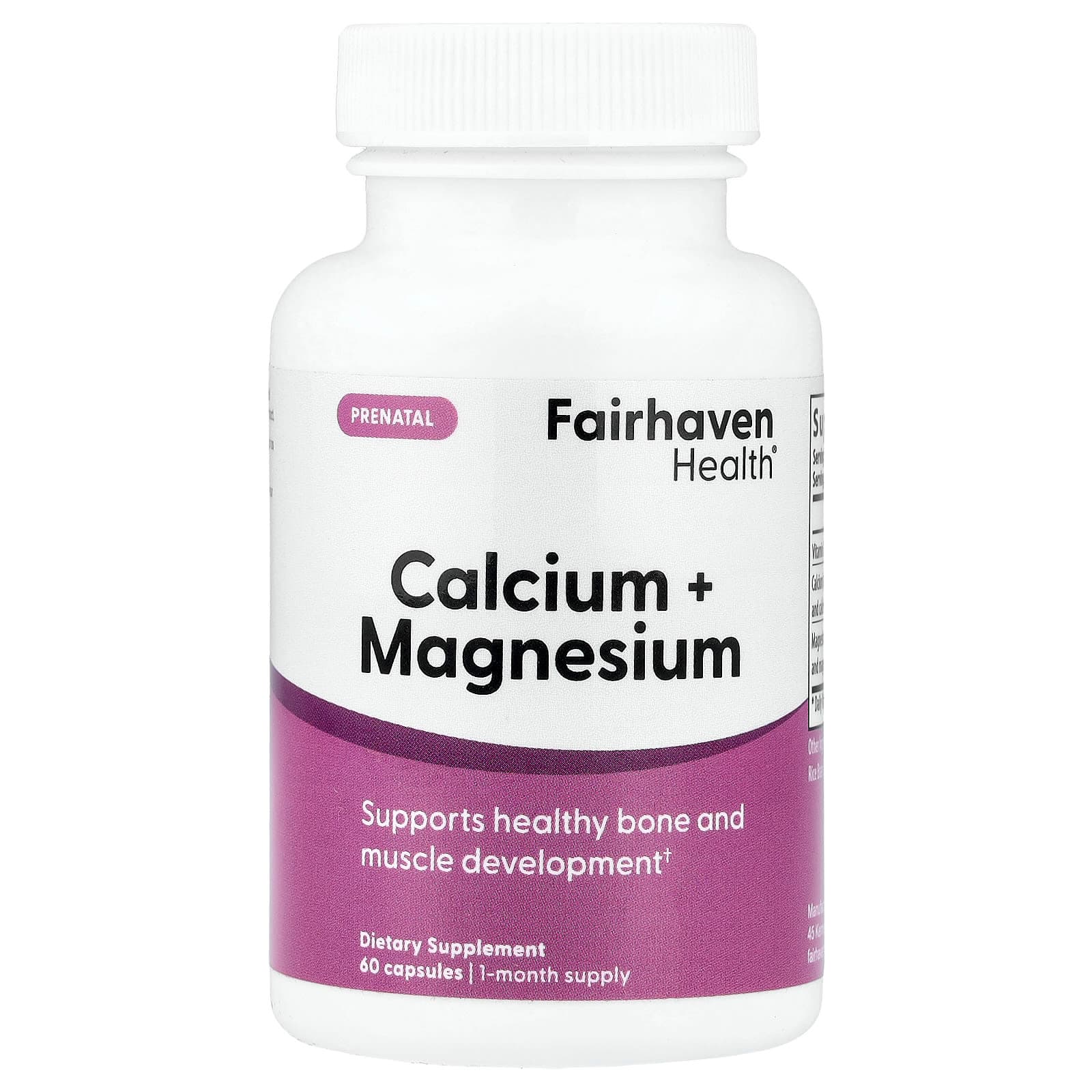 Fairhaven Health, Prenatal, Calcium + Magnesium, 60 Capsules