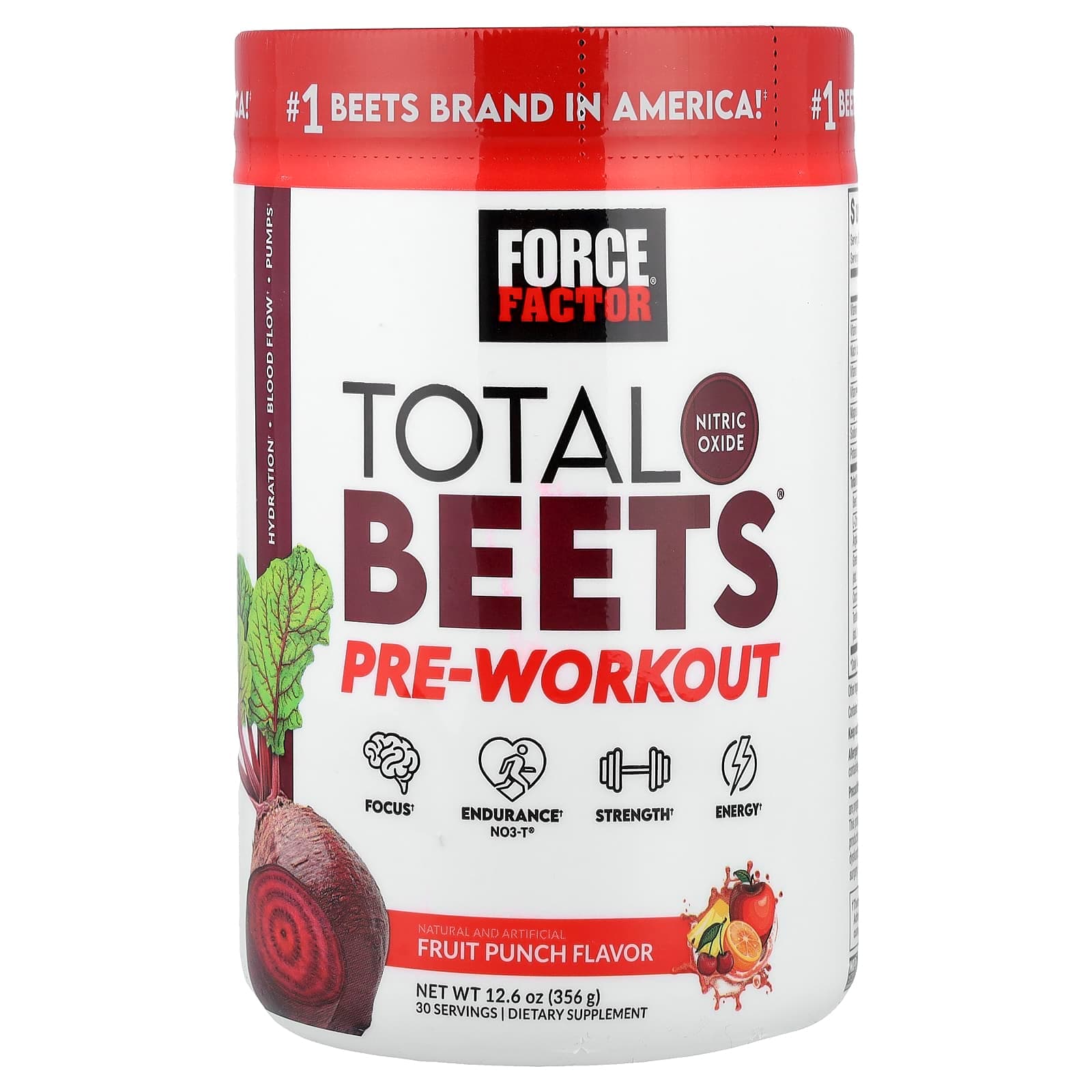 Force Factor, Total Beets®, Pre-Workout, Fruit Punch, 12.6 oz (356 g)