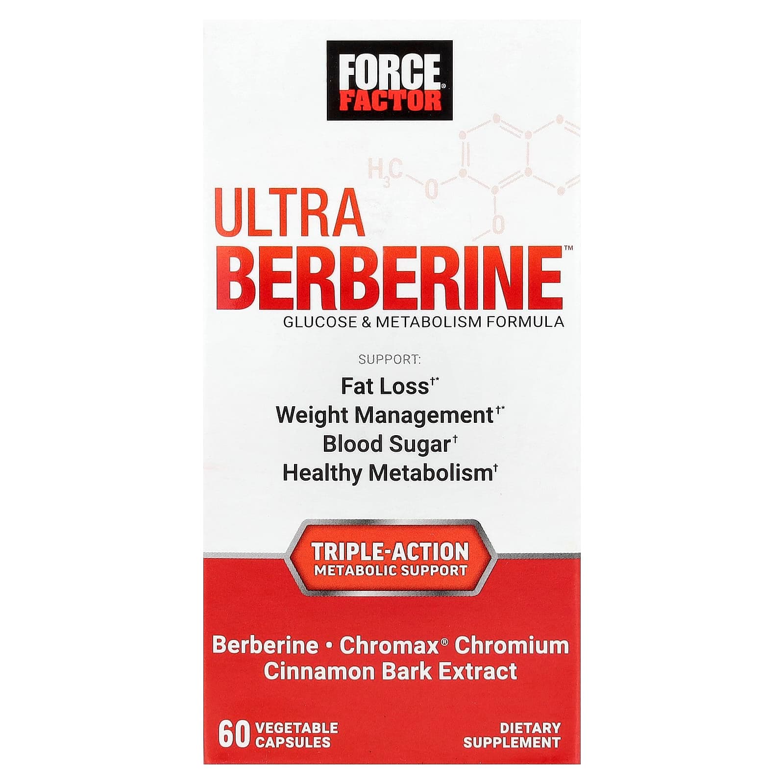 Force Factor, Ultra Berberine™, Glucose & Metabolism Formula, 60 Vegetable Capsules