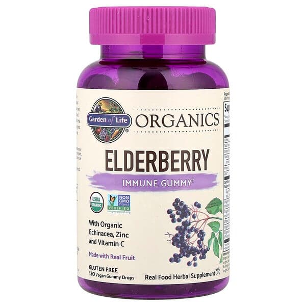 Garden of Life, Organics, Elderberry, Immune Gummy, 120 Vegan Gummy Drops photo