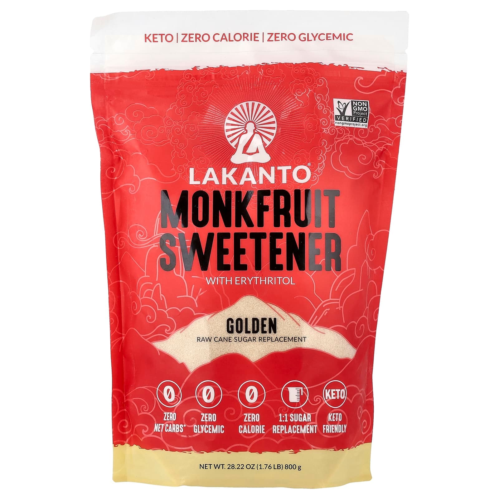 Lakanto, Monkfruit Sweetener With Erythritol, Golden, 28.22 oz (800 g)