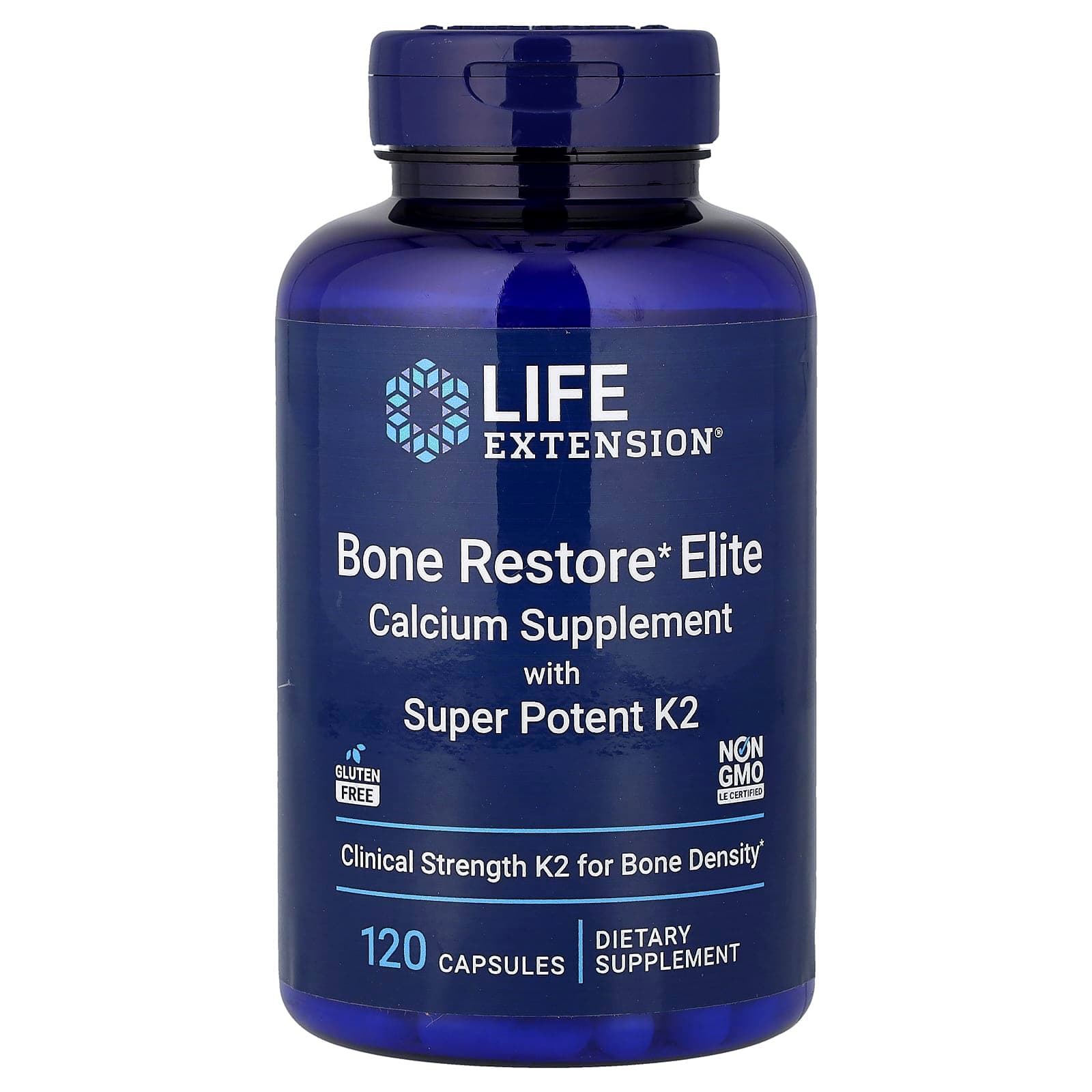 Life Extension, Bone Restore Elite, Calcium Supplement with Super Potent K2, 120 Capsules