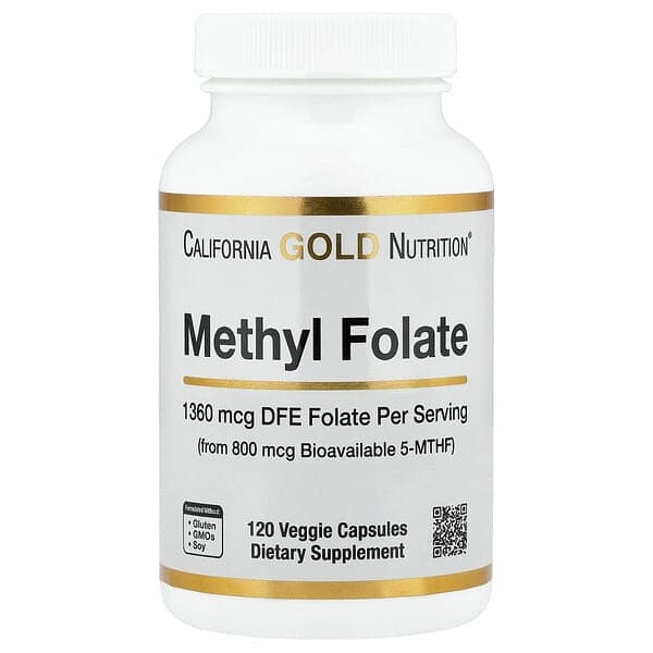 California Gold Nutrition, Methyl Folate and Vitamin C, 120 Veggie Capsules photo