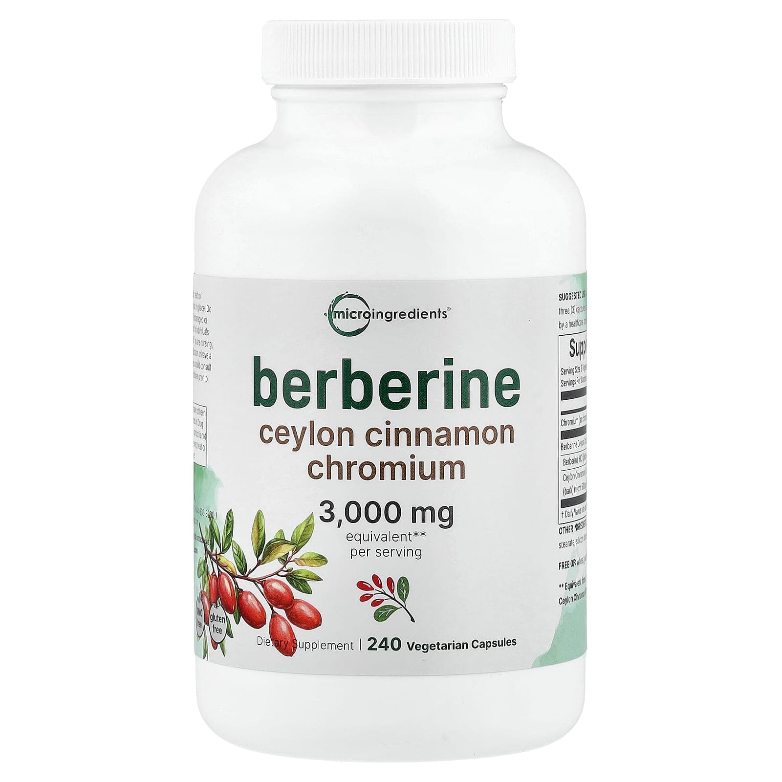Micro Ingredients, Berberine, 240 Vegetarian Capsules