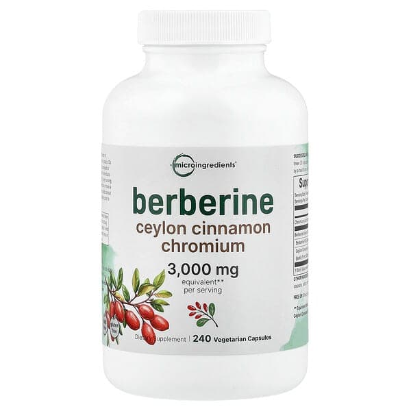 Micro Ingredients, Berberine, 240 Vegetarian Capsules photo