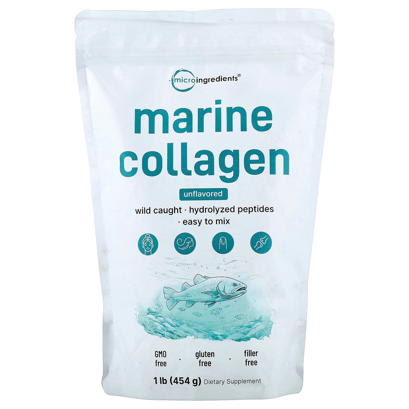 Micro Ingredients, Marine Collagen, Unflavored, 1 lb (454 g)