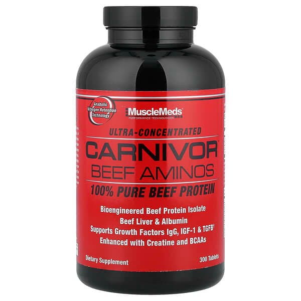 MuscleMeds, Carnivor Beef Aminos, 100% Pure Beef Protein, 300 Tablets photo