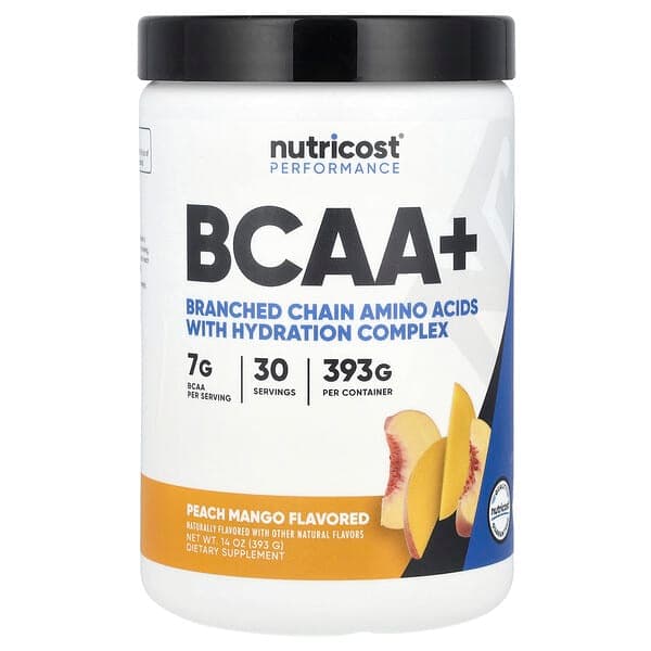 Nutricost, Performance, BCAA+, Peach Mango, 14 oz (393 g) photo