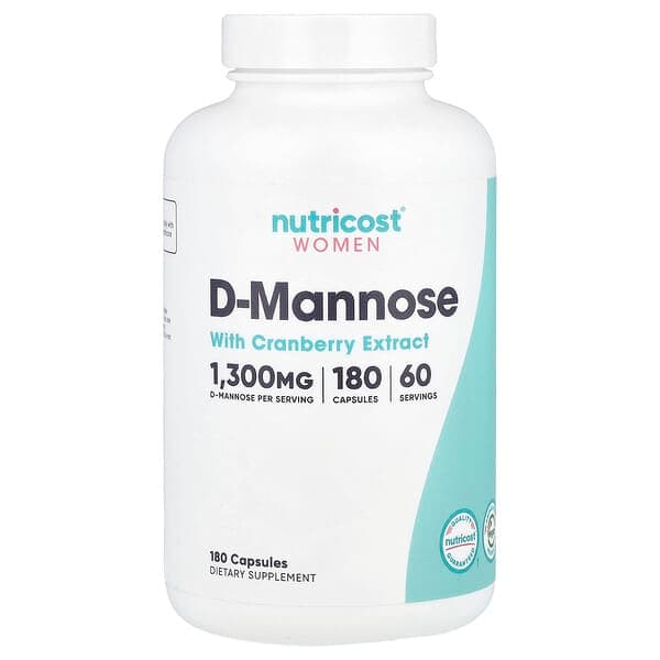 Nutricost, Women, D-Mannose with Cranberry Extract, 180 Capsules photo