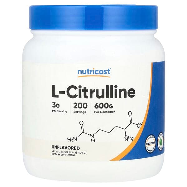 Nutricost, L-Citrulline, Unflavored , 1.3 lb (600 g) photo
