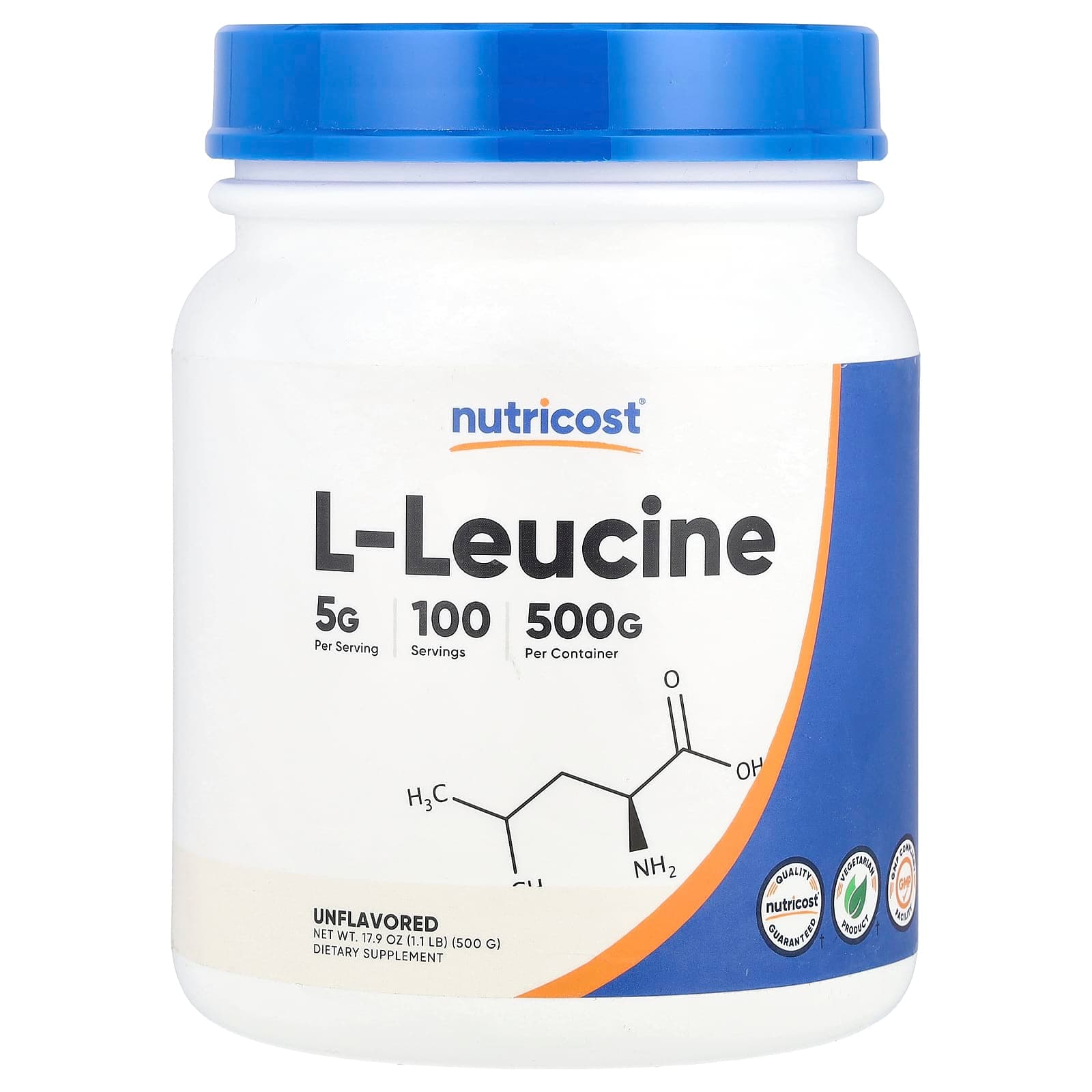 Nutricost, L-Leucine, Unflavored, 17.9 oz (500 g)