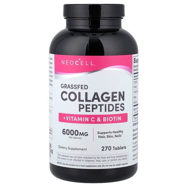 NeoCell, Grassfed Collagen Peptides + Vitamin C & Biotin, 270 Tablets photo