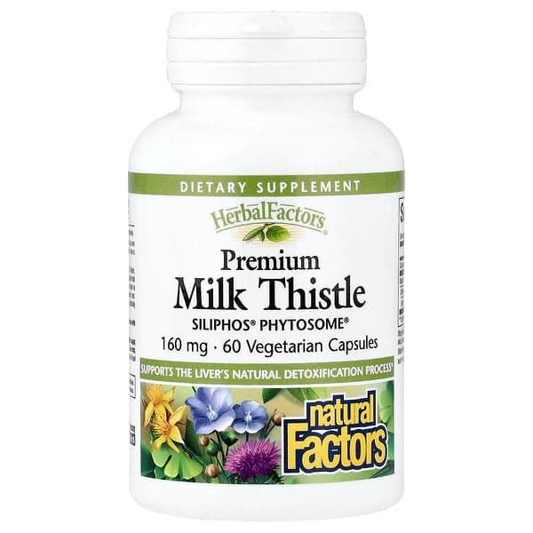 Natural Factors, Herbal Factors®, Premium Milk Thistle, 160 mg, 60 Vegetarian Capsules photo