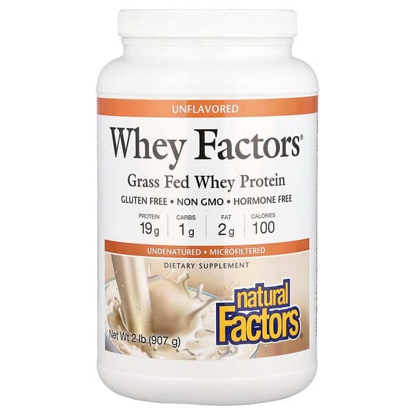 Natural Factors, Whey Factors®, Grass Fed Whey Protein, Unflavored, 2 lb (907 g) photo