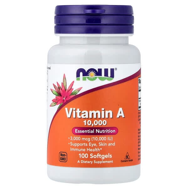 NOW Foods, Vitamin A, 3,000 mcg (10,000 IU), 100 Softgels photo