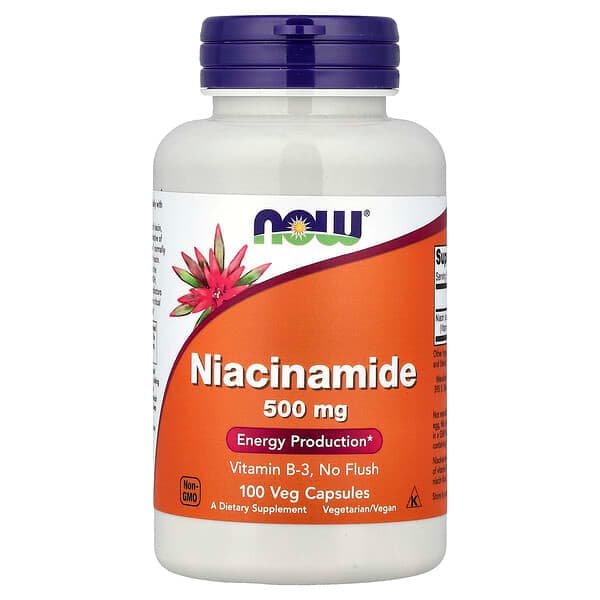 NOW Foods, Niacinamide, 500 mg, 100 Veg Capsules photo