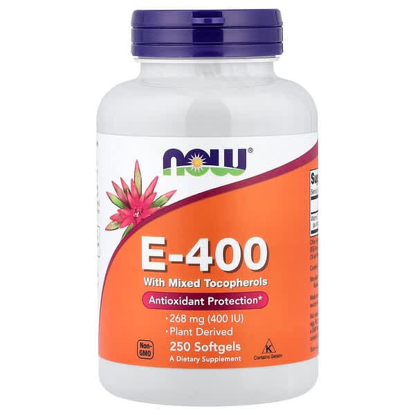 NOW Foods, E-400 with Mixed Tocopherols, 268 mg (400 IU), 250 Softgels photo