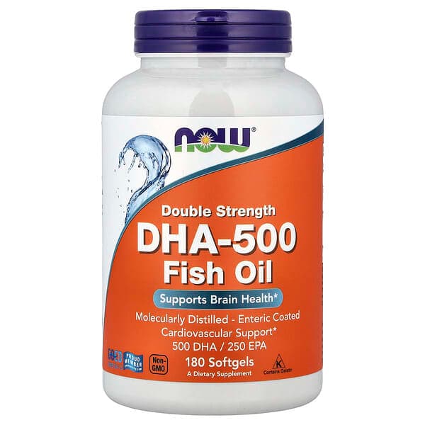 NOW Foods, DHA-500 Fish Oil, 180 Softgels photo