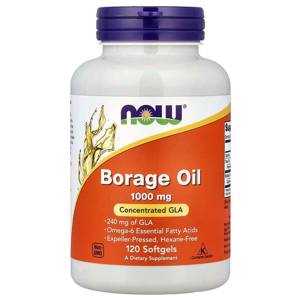 NOW Foods, Borage Oil, 120 Softgels photo
