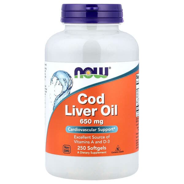 NOW Foods, Cod Liver Oil, 650 mg, 250 Softgels photo