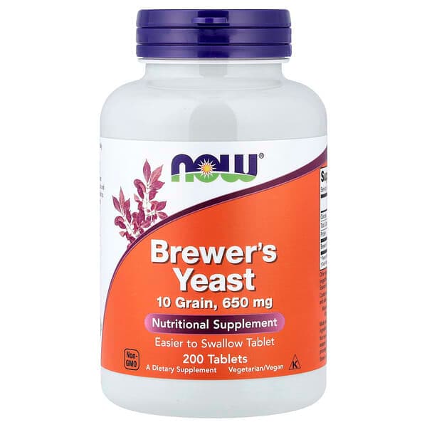 NOW Foods, Brewer's Yeast, 650 mg, 200 Tablets photo