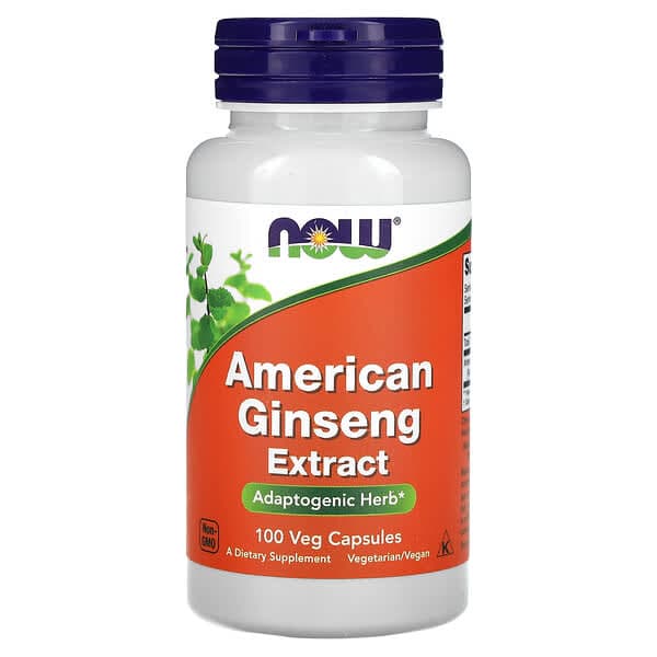 NOW Foods, American Ginseng Extract, 100 Veg Capsules (500 mg per Capsule) photo