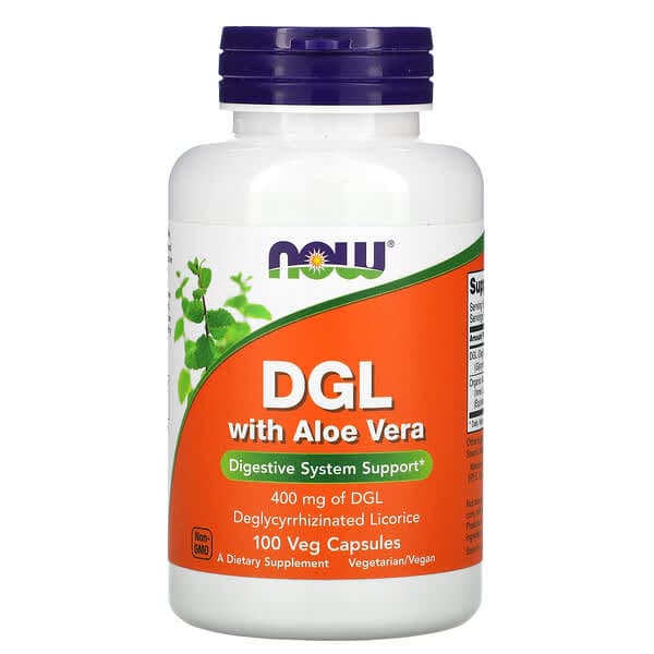 NOW Foods, DGL with Aloe Vera, 400 mg, 100 Veg Capsules photo