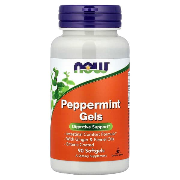 NOW Foods, Peppermint Gels With Ginger & Fennel Oils, 90 Softgels photo