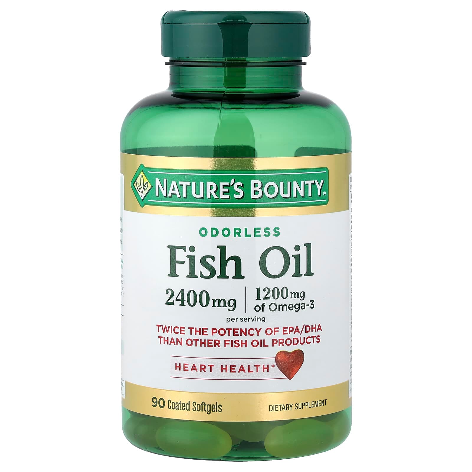 Nature's Bounty, Fish Oil, Odorless , 90 Coated Softgels (1,200 mg per Softgel)