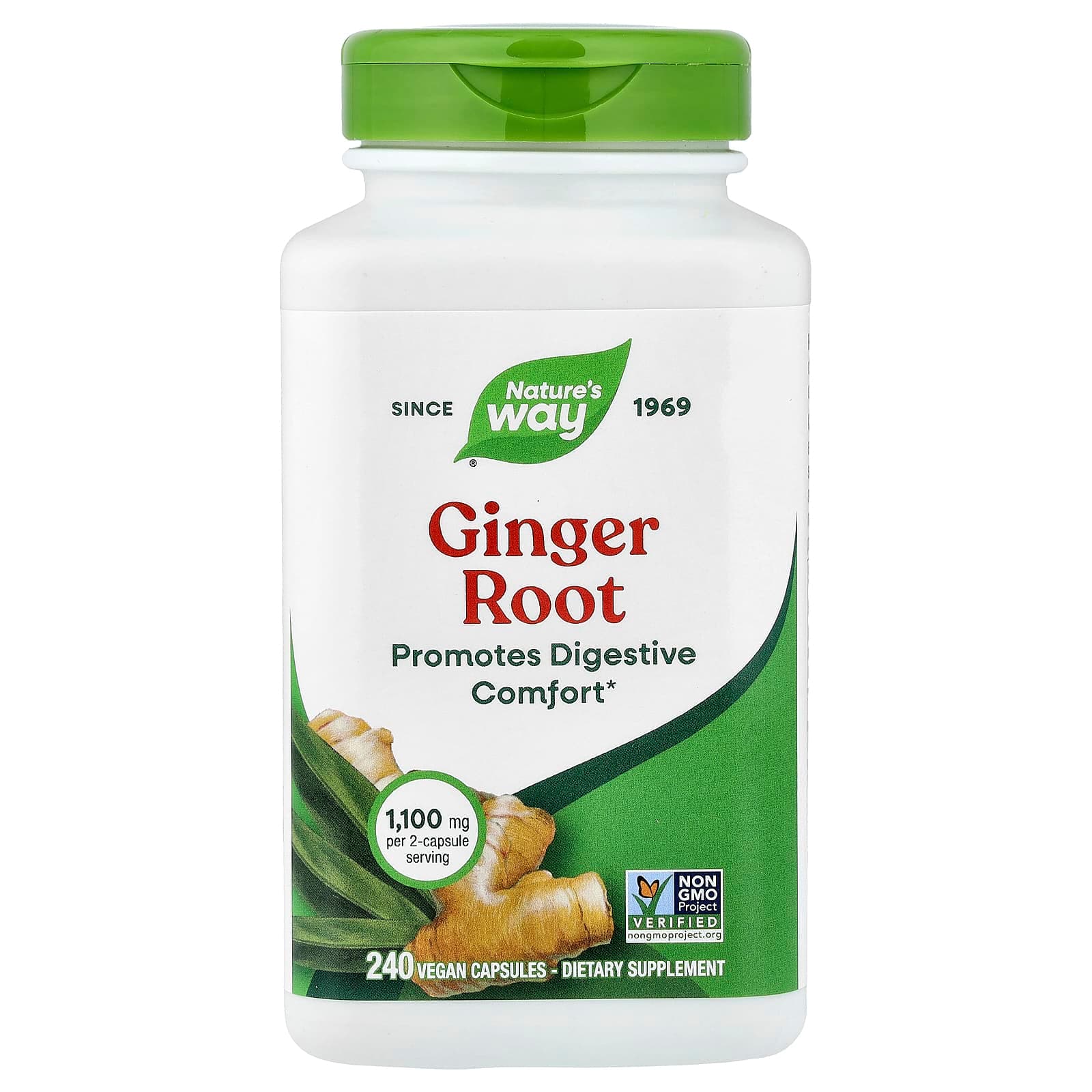 Nature's Way, Ginger Root, 240 Vegan Capsules (0.55 mg per Capsule)