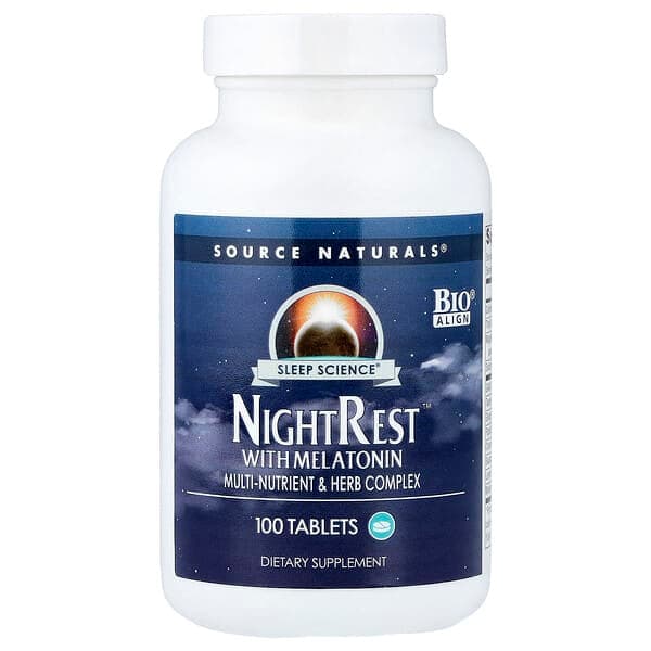 Source Naturals, Sleep Science®, NightRest™ With Melatonin, 100 Tablets photo