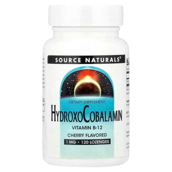 Source Naturals, HydroxoCobalamin, Vitamin B12, Cherry , 1 mg, 120 Lozenges photo