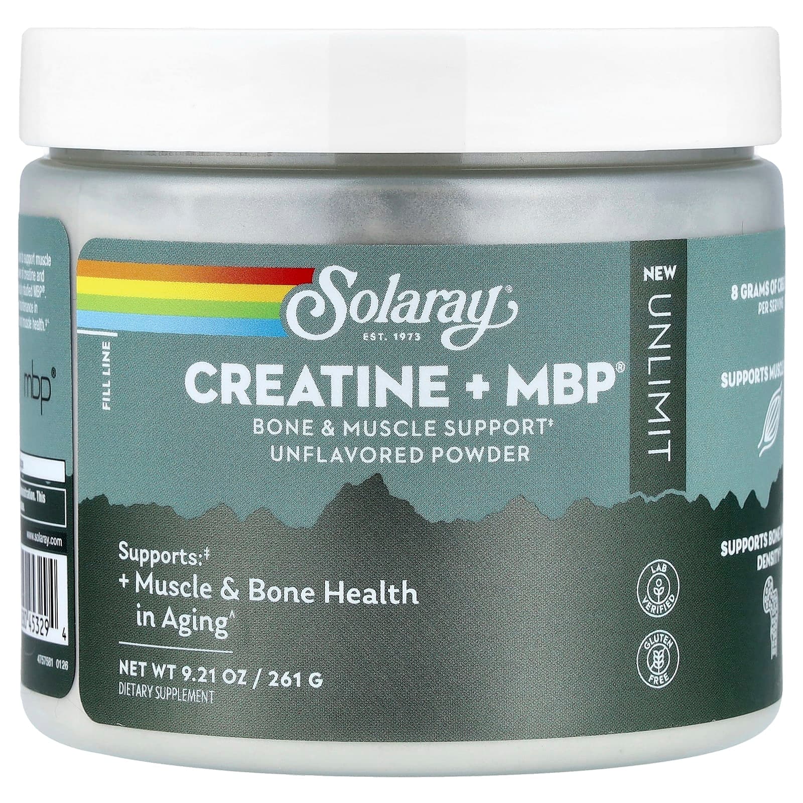Solaray, Unlimit, Creatine + MBP® Powder, Unflavored, 9.21 oz (261 g)