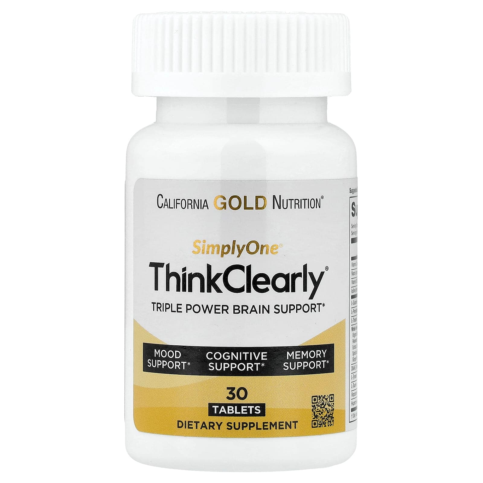 California Gold Nutrition, SimplyOne®, Think Clearly with L-Theanine, L-Phenylalanine, and L-Glutamine, 30 Tablets