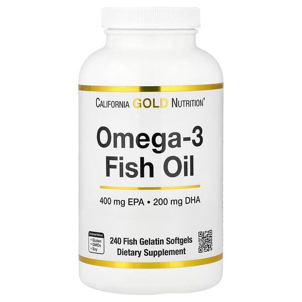 California Gold Nutrition, Omega-3 Fish Oil, Vivomega Triglyceride, 1,000 mg, 240 Fish Softgels photo