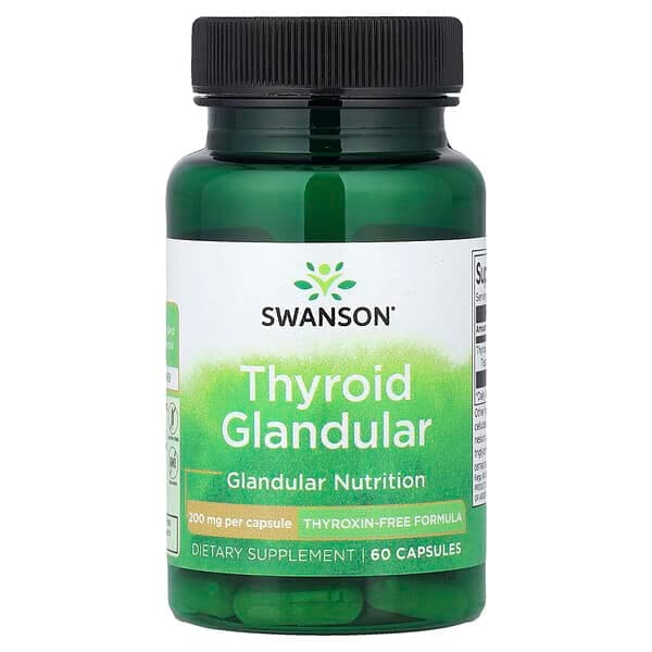 Swanson Vitamins, Thyroid Glandular, 200 mg, 60 Capsules photo